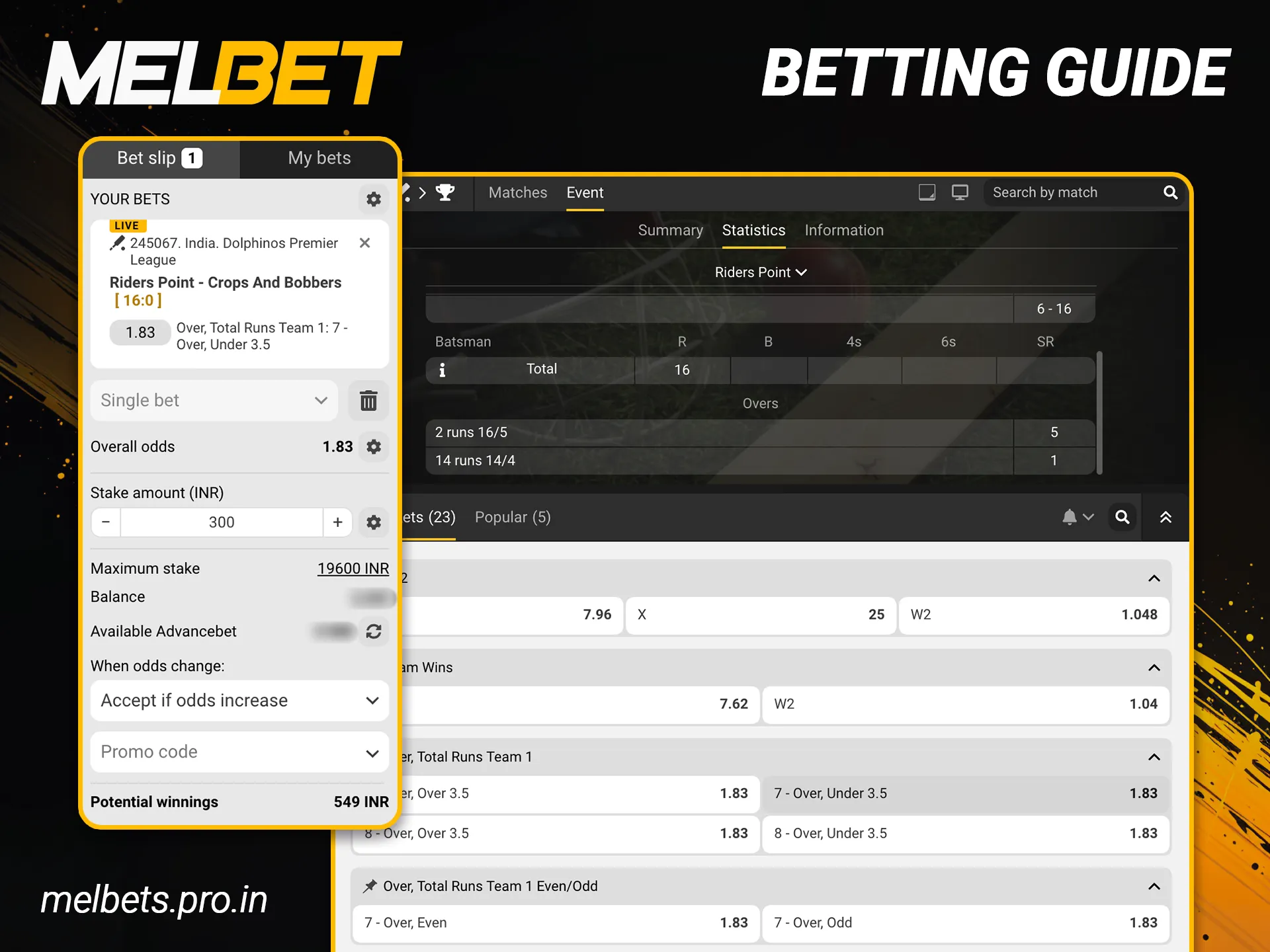 Follow the step-by-step guide to betting on Melbet sports events.